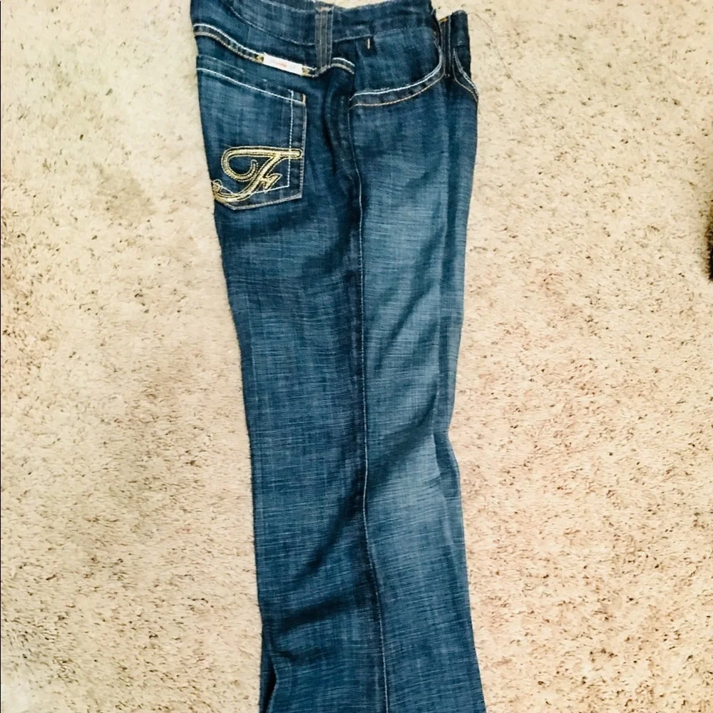 FRANKIE B HIPSTER FLARE JEANS BLING LOGO POCKETS🔥 - Picture 6 of 8